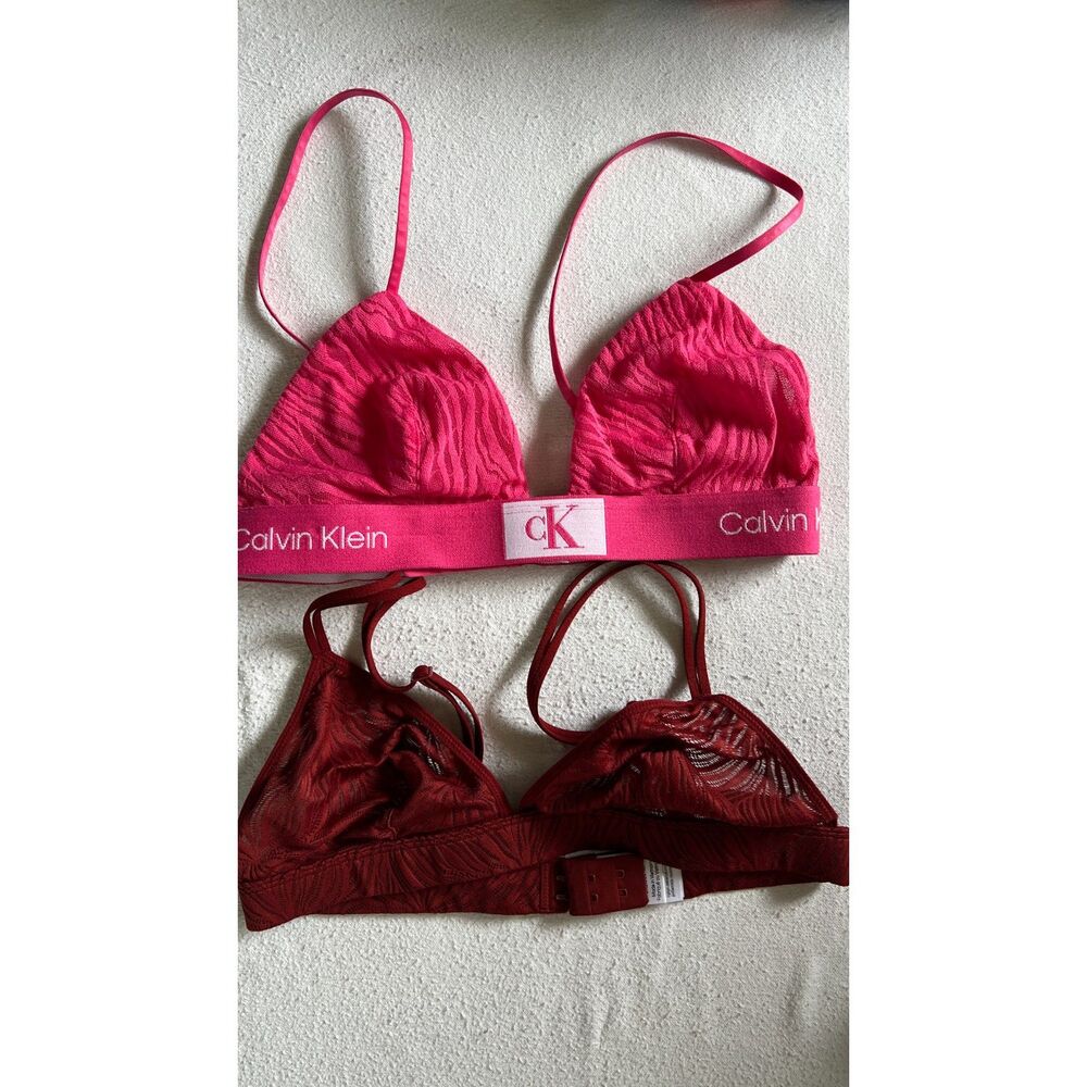 Calvin Klein Bras Bralette Pink & Burgundy Size Medium